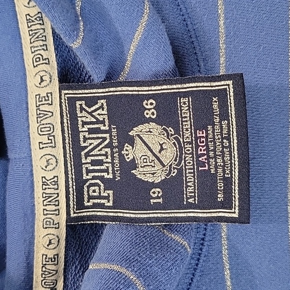 vs PiNK vtg Blue Striped Hoodie - Picture 5 of 9